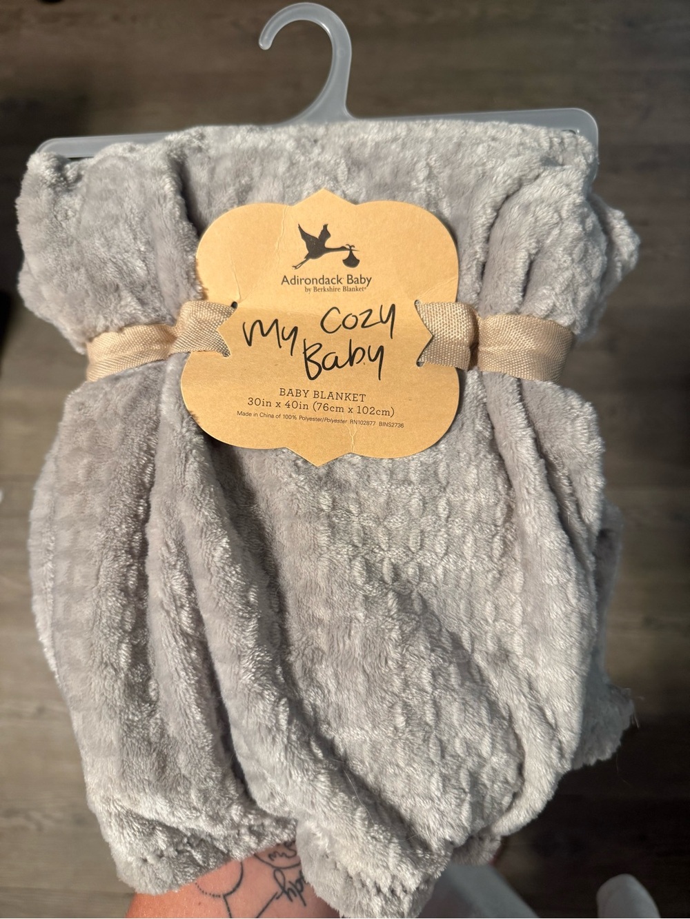 Adirondack Baby My Cozy Baby Plush Blanket - Light Gray